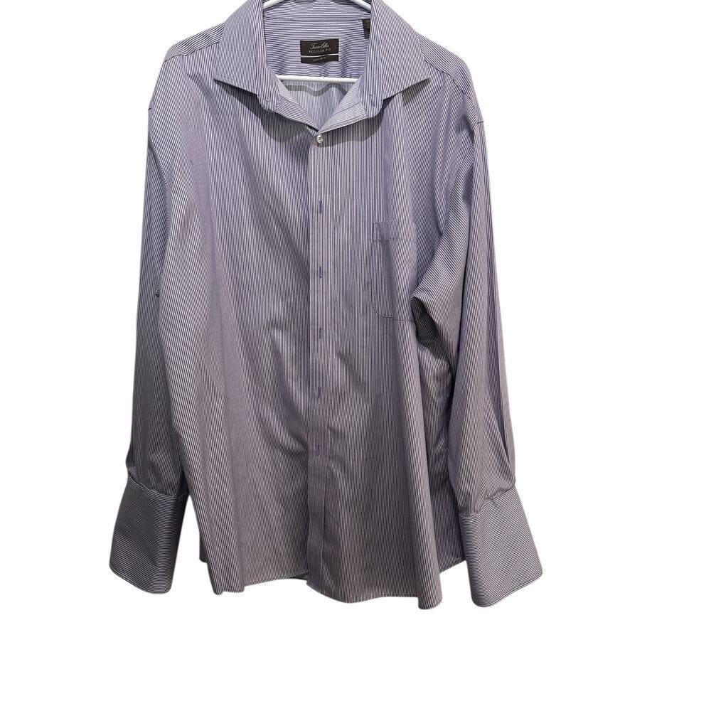 Tasso Elba Men's Purple White Striped Long Sleeve Button Down Shirt Size XXL